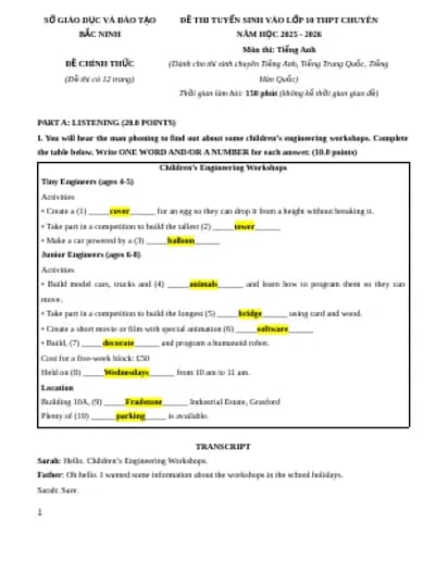 BỘ 45 ĐỀ THI CHUYÊN ANH 2025-2026 ĐÁP ÁN CHI TIẾT + BẢN WORD + FILE NGHE