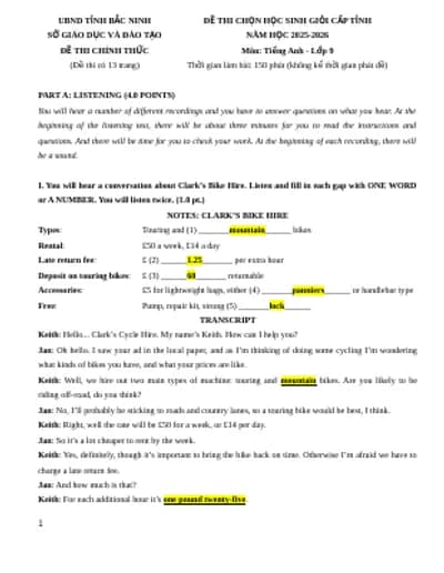 BỘ 30 ĐỀ THI HSG ANH 9 2025-2026 (PHẦN 1) (FULL FILE NGHE + BẢN WORD + KEY CHI TIẾT)