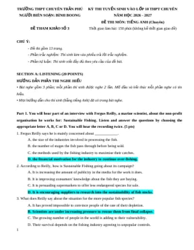 BỘ 15 ĐỀ THI CHUYÊN ANH HẢI PHÒNG THAM KHẢO MỚI NHẤT 2026-2027 (FULL KEY CHI TIẾT + FILE NGHE + BẢN WORD)