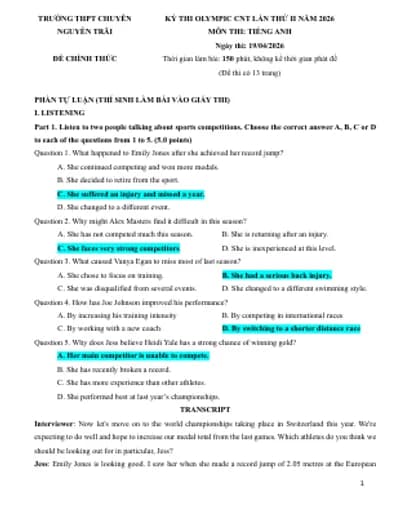 BỘ 26 ĐỀ THI THỬ CHUYÊN ANH SỞ/ TRƯỜNG 2026-2027 (KEY CHI TIẾT + BẢN WORD + FILE NGHE)